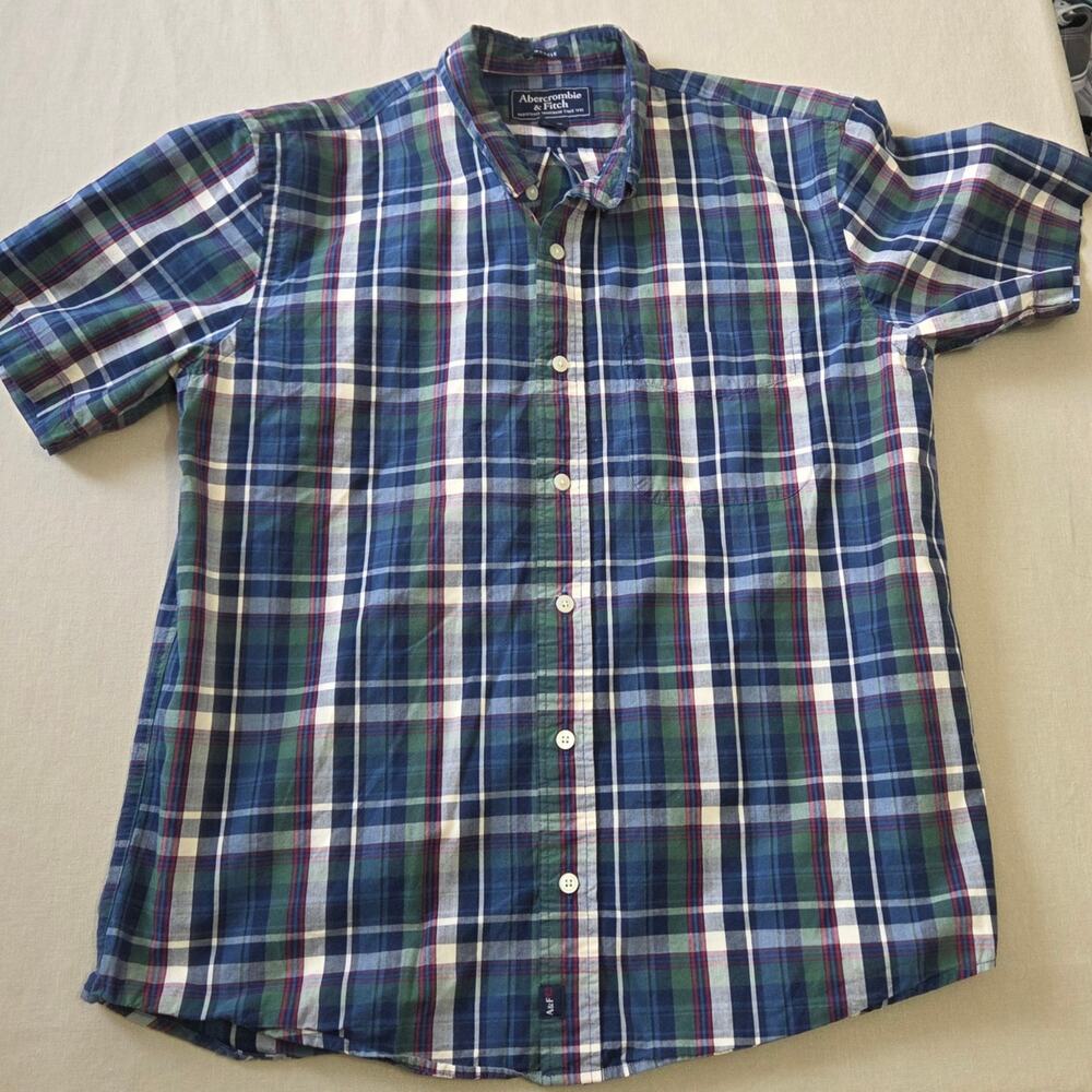 Abercrombie & Fitch Men's Muscle Short Sleeve Button Down Short size L